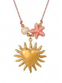 1PC Simple And Fashionable Ocean Style Copper Shell Resin Sea Fish Star Shell Freshwater Pearl Thin Hand Rope Female Beach Vacation Seaside Travel Party Summer Daily Dating Wear, Summer Versatile Models Hand Rope Jewelry Gift For Sisters Mother Girlfriends