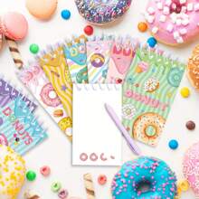 8Pcs Girls Heart Donuts Puzzle Stickers Highly Attractive Children's DIY Hand Account Desktop Mobile Phone Stickers, Summer, Donuts, Vertical Flip Portable Coil Notepad, Student Paper Notepad Can Be Teared Alive, Back To School Season, School Gifts, High Quality - Birthday Gifts - Christmas Gifts - Easter Gifts - Valentine's Day Gifts - Perfect Gifts