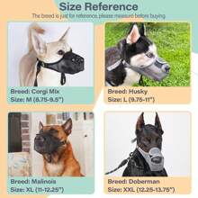 1 pieza Bozal para perros grandes, medianos y pequeños, bozal de malla patentado para prevenir mordeduras, masticación y alimentación, protector de hocico suave con diseño de abertura frontal para beber y jadear
