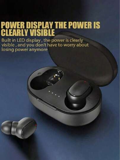 1 pieza Auriculares inalámbricos deportivos de alta fidelidad A6S, con larga duración de la batería, para llamadas con manos libres, música y ejercicio, auriculares estéreo inalámbricos Bluetooth de alta fidelidad, minideportivos intrauriculares Bluetooth, TWS de bajo consumo con cancelación de ruido remota, con pantalla LED digital y control táctil, para usuarios de iPad, portátil, iOS/Android, como regalo para familia, amigos, cumpleaños, Navidad, invierno, feriados, pequeño y portátil, sonido envolvente