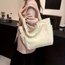 Bolso de lona con capacidad extra grande, minimalista y elegante, adecuado para ir y venir del trabajo, la escuela y viajes, útiles escolares, regreso a clases