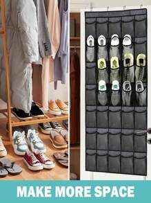 1 Stück stabiler Oxford Schuh Organizer zum Aufhängen an der Kleiderschranktür, mit 6/12/14/24/28/35 Taschen, große Taschen Hängeaufbewahrung für Schuhe, Mesh Rückseite für Tür, Schuhaufbewahrung, Oxford über die Tür Schuhorganizer, zum Aufhängen, platzsparend, schwarz