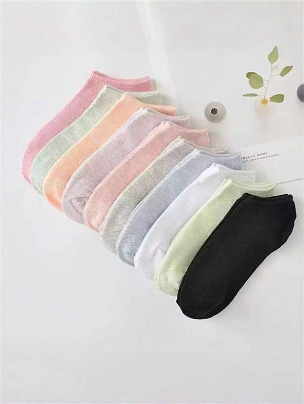 1/5/10/20/30 pares de calcetines tipo bote invisibles y antideslizantes de boca poco profunda y de colores aleatorios, cómodos para primavera y verano