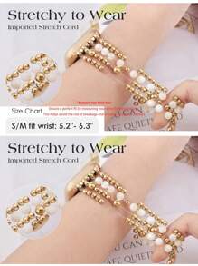 For Apple Watch Banb Beaded Bracelet Compatible With Apple Watch Band 38mm 40mm 41mm 42mm 44mm 45mm Women, Fashion Heart Pendant Elastic Stretchy Strap For Apple Watch Band Series 10 9 8 7 SE 6 5 4 3 2 1,Couple Gifts