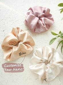 1 件定制名字发圈大尺寸个性化发圈经典缎面发带定制发饰婚礼礼物伴娘、婚礼发饰、春夏亮色