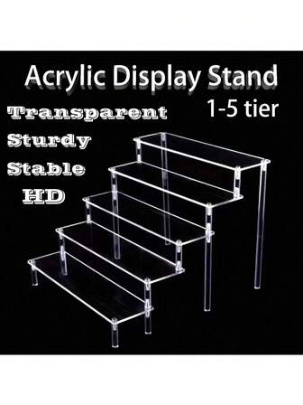 1pc 1-5 Tier Clear Acrylic Display Stand, Cosmetic Organizer, Cologne Acrylic Stand, Cupcake Stand, For Amiibo And POP Figures, Food Dessert Stand, Cosmetic Supplier Products