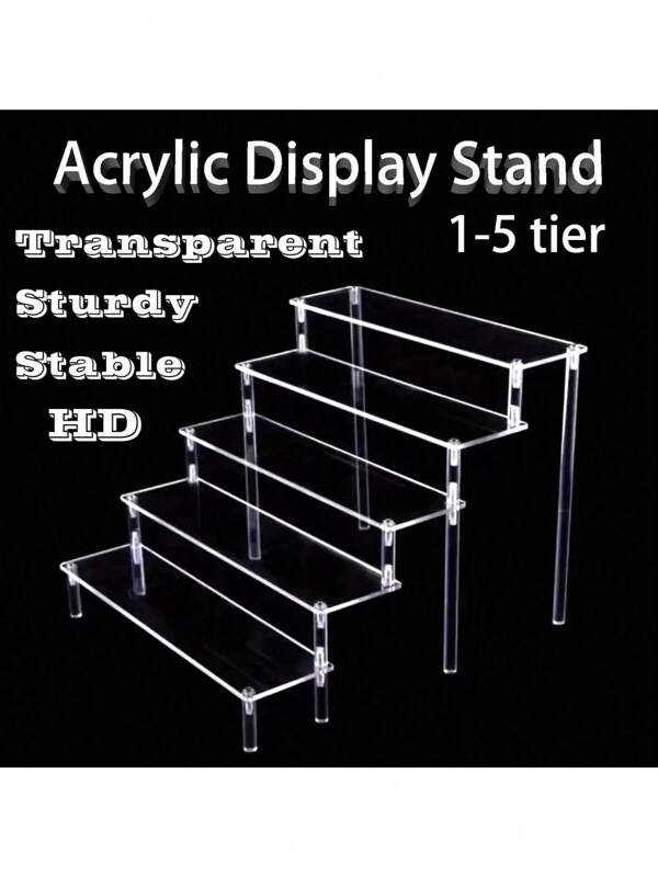 1 pièce Support d'affichage en acrylique transparent, à 1-5 niveaux. Organisateur cosmétique, support en acrylique pour parfum, support à cupcakes, pour figurines Amiibo et POP, présentoir pour aliments et desserts, produits de fournisseur cosmétique