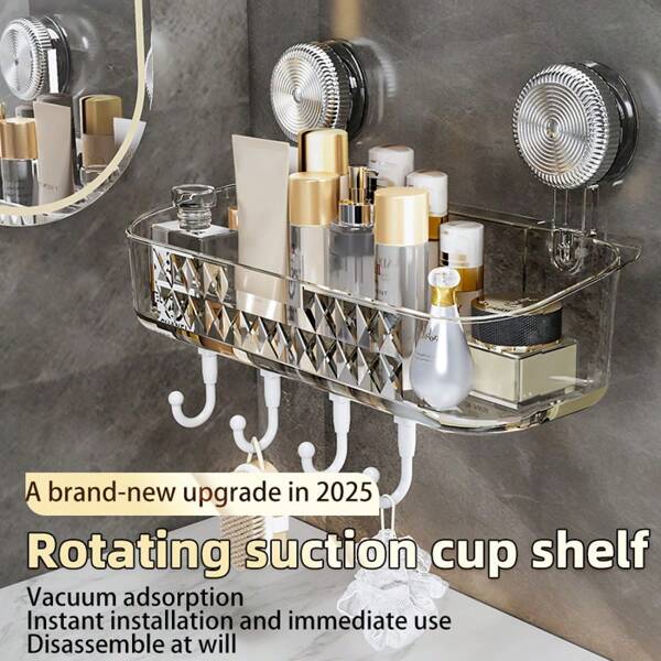 [ Thickened Large Suction Cup Storage Rack ] Wall-Mounted Storage Rack For Bathroom, Toilet And Toilet That Does Not Require Drilling And Draining