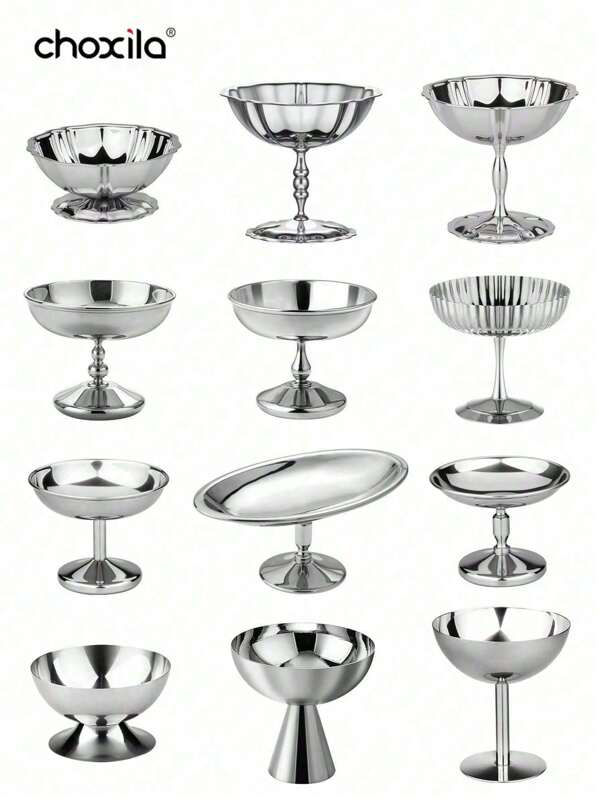 choxila 1 pieza Vaso para postre, vaso para helado, bol de postre, tazas para yogurt, bocadillos y dulces, tazones para ensalada, fruta y pudín, Bandejas, platos y candelabros de acero inoxidable para fiestas, días festivos, celebraciones familiares