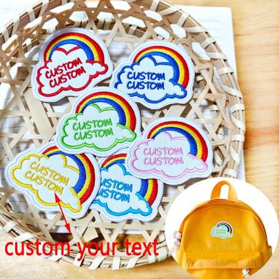 Custom Rainbow Name Patch, 1pc Personalized Embroidered Name Tag, Sew On/Iron On Patches Suit For Clothing Uniform Work Shirt Motorcycle Biker