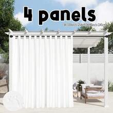 4 Panels Outdoor Curtains For Patio, Premium Privacy Weatherproof And Light Filtering Breathable Tape Top Outside Curtains For Porch, Pergola, Cabana - White - View 10