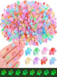 Glow In The Dark Mini Animal Figurines - Duck, Dolphin, Frog, Rabbit, Turtle Sculptures, Resin Decor For Garden, Party, Miniature Landscape, Aquarium, Doll House, No Electricity Required