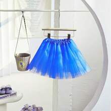 1pc Solid Color 3-8 Years Old Princess Puffy Tulle Tutu Skirt, Dance Performance Costume