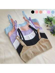 Kit With 5 Children's Bras For Youth Without Padded Cotton Cotton Comfort Maya Basic Plain Adjustable Straps - 彩色 - 查看 6