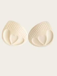 1 Pair Of 4cm Heart-Shaped Split Sponge Bra Pads, Soft And Comfortable, Reusable Sports Bra And Bikini Top Invisible Filler, Enhances The Curves Of The Chest, Hand Washable, Reusabl - Apricot - View 7