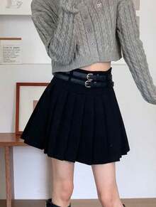 Solid Color Pleated Culottes, Bring Your Own Shorts - Pink - View 2