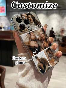 个性化DIY照片+姓名透明彩色喷绘加厚防摔保护手机壳，兼容 16/11/16pro/16plus/16promax/16e/15Promax/13/14/12/XS/XR/7G/8P，兼容三星Galaxy S25/S25PLUS/S25 Ultra/A16/A36/A26/A56/A50/A12，手机及配件，季节精选，时尚个性化手机壳，送给男友、女友、家人、朋友、祖父母、情侣，周年纪念日、生日礼物