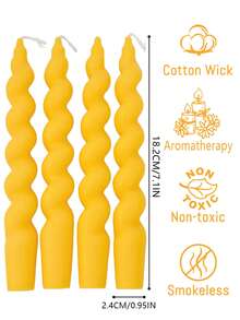4pcs Spiral Long Rod Scented Candles, Yellow Twisted Candles With Fragrance, Home Decor Gift For Kitchen, Bedroom, Christmas Atmosphere
