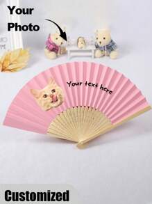 Evantai de nuntă alb personalizat cu fotografie și nume de animal de companie, LOGO, evantai clasic DIY, ornamental de înaltă calitate, personalizat, elegant, rafinat, personalizat, cadouri ideale unice pentru ea, iubit, prietenă, tată, familie, mamă, prieteni