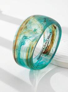 1 Pieza Brazalete de resina grueso de color verde mezclado, Conjunto de brazaletes anchos exagerados dorados para mujeres, Puños elegantes de moda, Banda de brazo, Conjunto de brazaletes minimalistas de moda, Joyas adecuadas para atuendos diarios
