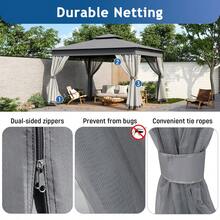 MERAX 10x12 Outdoor Gazebo Tent With Double Roofs, Patio Gazebo With Mosquito Netting, Patio Canopy For Backyard, Garden, Lawn And Deck (Grey) - 10x12-grey - View 4