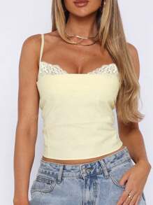 Vaiaye Women's Sexy Lace Camisole Top, Waist Fitted, Spring & Summer