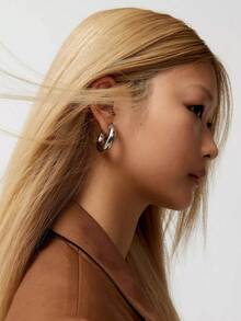 Set de 6-12 piezas de pendientes de aro en forma de C, de tamaños grande, mediano y pequeño, en color dorado y plateado, adecuados para uso diario de mujeres (sin empaque de tarjeta)