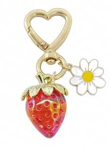 1 pezzo Portachiavi a forma di cuore con fragola, carino e personalizzato, accessorio creativo nuovo per borse, ciondolo