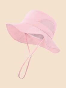 1pc Kids Solid Color Breathable Anti-Side Net Sun Protection Bucket Hat, Lightweight Breathable Beach Hat, Bucket Hat For Daily Wear - A - View 8