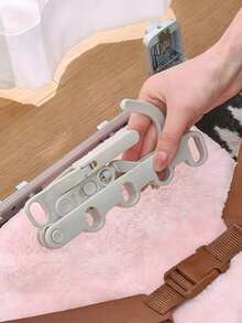 1 Pc Foldable Magic Clothes Drying Rack With Five Holes Multifunctional Portable Travel Clothes Hanger With Hooks - White - View 9