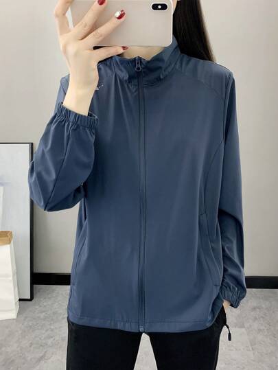 Giacca leggera e traspirante con protezione UV, giacca a vento casual alla moda e stampata, ad asciugatura rapida, per sport all'aperto, da donna