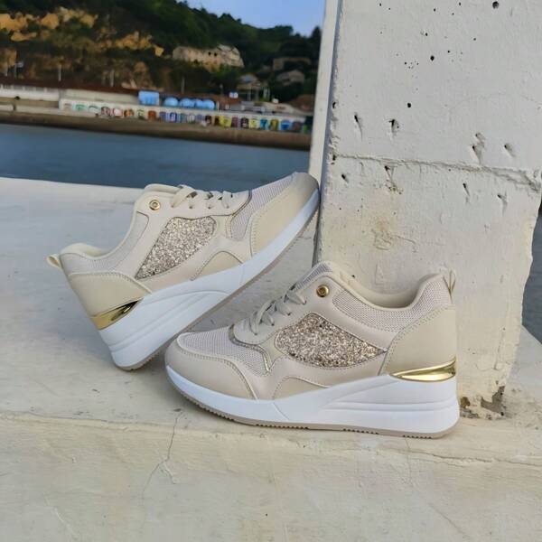 DESAI Women's Casual Sneakers, Solid Color Design, Lightweight, Cushioned, Comfortable And Durable
