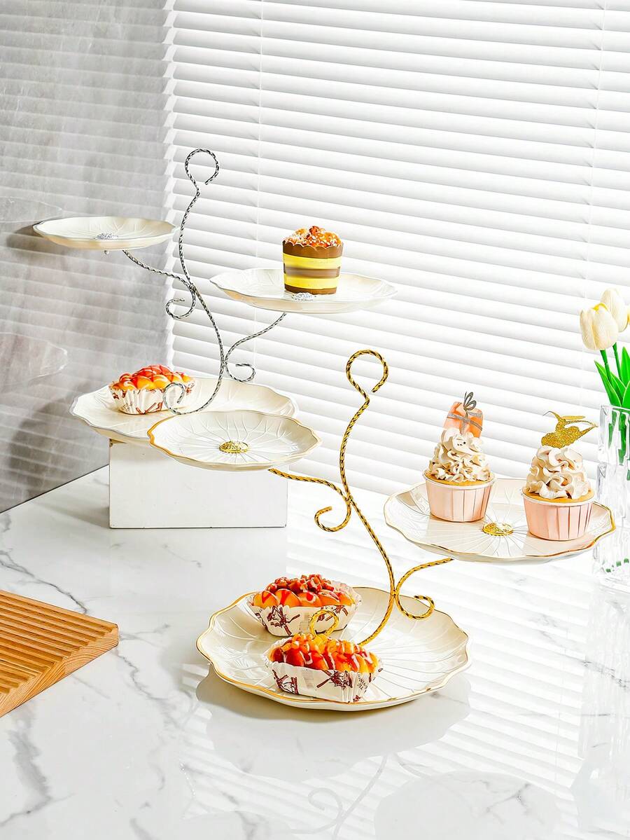 1 طبق طعام بشكل بتلة الزهرة، صينية فاكهة على شكل زهرة، حاوية تخزين وجبات خفيفة، طبق فاكهة بلاستيكي دوار متعدد الوظائف، صندوق للفاكهة المجففة والوجبات الخفيفة، وعاء حلوى الفاكهة، عنصر تنظيم وتخزين للمطبخ والنوم والمكتب والمنزل، ديكور منزلي - متعدد الألوان - مشاهدة 1