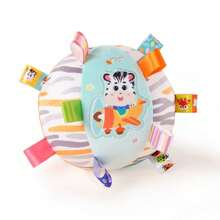 1PC Baby Plush Grip Ball With Bell - Soft Polyester, Mixed Colors - Soft Plush Sensory Ball Toy For Early Educational, Ribbon Tag Ball For Baby Kids Toddlers Infants, Ideal Birthday Gift