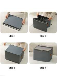 1pc Large Fabric Shoe Box With Lid, Waterproof Dustproof Foldable Multipurpose Design, Suitable For Home, School, Dorm Closet, Dust-Proof Moisture-Proof, Washable, Versatile Use - Multicolor - View 5