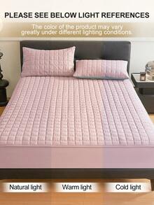 South Life 1pc Warterproof Fitted Sheet, Bedding, Waterproof Mattress Protector, Fall Decor, Skin-Friendly Mattress Cover, Bedroom Decor, Breathable Quilted Mattress Cover For 8-15" Mattress, Room Decor, Noiseless Bed Mattress Cover For Bedroom, Dorm Room, Fathers Day Decor, Birthday Decorations, Grad Party Decor, Fathers Day Gift, Graduation Gifts, Birthday Gifts - 粉色 - 查看 8