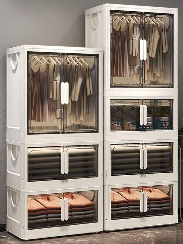 Armario de 5/4/3/2/1 niveles sin instalación, gabinete de almacenamiento de ropa sencillo para adultos/bebés, armario para ropa infantil, organizador de plástico plegable para uso doméstico