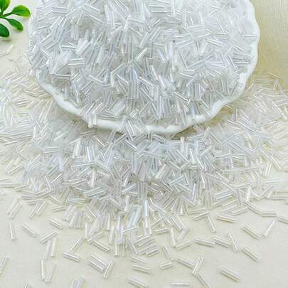 600pcs 2*7mm Magic Glass Beads, DIY Cross Stitch Beading Materials, Bracelet & Necklace Accessories