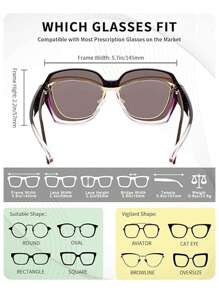 1pc New Stylish Clip-On Fashion Glasses For Prescription Glasses, Women Anti-Glare Driving Eyewear For Summer Beach Vacation,Outdoor,Travel Shades Casual Style Oversized Square Frame For Going Out Outfit,Back To School