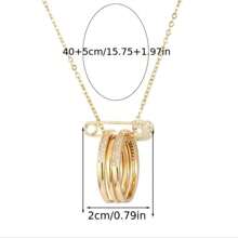 18K Gold Plated Elegant Detachable Three-Color Pin Satckable Circle Pendant Necklace For Women, Cubic Zirconia-Perfect For Party, Anniversary And Daily Wear
