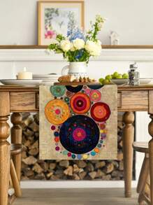 1 pieza Camino de mesa de arte abstracto - Patrón de remolino vibrante, lavable a máquina, 13x35.4/47.2/63/72/78.7 pulgadas, impresión digital para decoración de mesa de comedor, cocina y sala de estar moderna del hogar, mantel decorativo | Diseño de patrón audaz | Tela de textura suave, decoración de centros de mesa, decoración de otoño, decoración de otoño, decoración de habitación