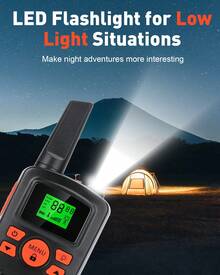 Walkie Talkies Long Range For Adult Kids, 2 Way Radios With FRS 22 Channels, LED Flashlight, LCD Display, 10 Calling Tones, VOX For Family Business Hiking Camping 2 Pack - màu đen - Xem 4