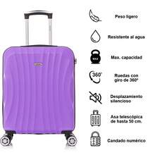 Maleta de cabina ABS de 55x40x20cm (44L) - Maletas de viaje ligeras pequeñas de 20 pulgadas - Turquesa/Plata/Azul marino/Amarillo/Oro rosa/Rojo/Morado/Negro/Menta/Verde - Morado - Ver 2