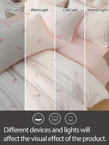 2/3件套，100%涤纶，浪漫优雅玫瑰刺绣床上用品套装，被套套装（1个被套，1/2个枕套），不含填充物 - 彩色 - 查看 6