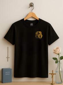 Printed Front And Back Children's And Youth Gospel Jesus Shirt I Have A FATHER - Black - View 3
