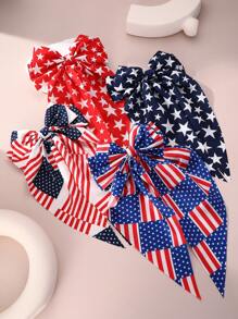 8 pièces Accessoires de cheveux pour la Fête de l'Indépendance - Pinces à cheveux et chouchous dans les couleurs rouge, blanc et bleu avec motif d'étoile. Pinces à cheveux et chouchous pour femmes, élastiques, accessoires de cheveux.