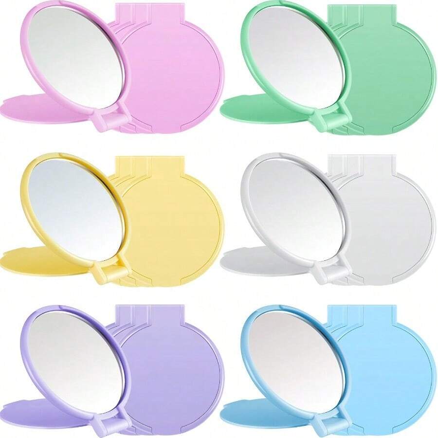 18 Pieces Compact Mirrors Bulk Gifts Mini Vintage Pocket Mirrors For Purse Small Portable Folding Round Makeup Stuffs For Travel Daily Use Party Favors Women Macaron Colors Great Selection - 馬卡龍顏色 - 查看 1
