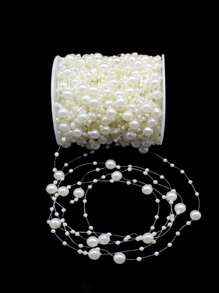 10m Baby's Breath 8+3 Beaded Fishing Line, Milky Color Faux Pearl Acrylic Beaded Chain, DIY Bouquet Decor, Bridal Headpiece Accessory