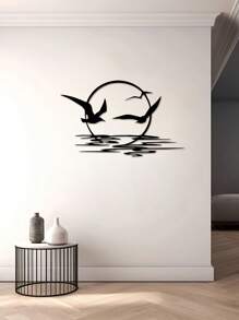 [Modern Metal Art] Modern Metal Wall Art - Sunrise & Seagulls | Unique Bird & Sunset Design, Perfect For Patio And Housewarming Gift