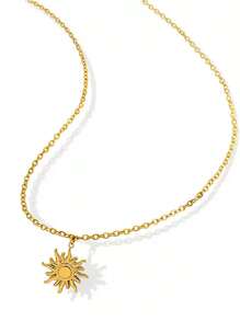 1 pieza Collar colgante de acero inoxidable con girasol, de alta resistencia al color y baja alergenicidad, adecuado para uso diario de mujeres